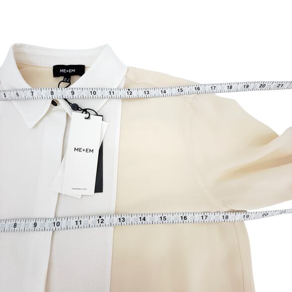 ME+EM Silk Longline Tux Shirt in Cream & Soft White UK6|US2|XS - Picture 8 of 10